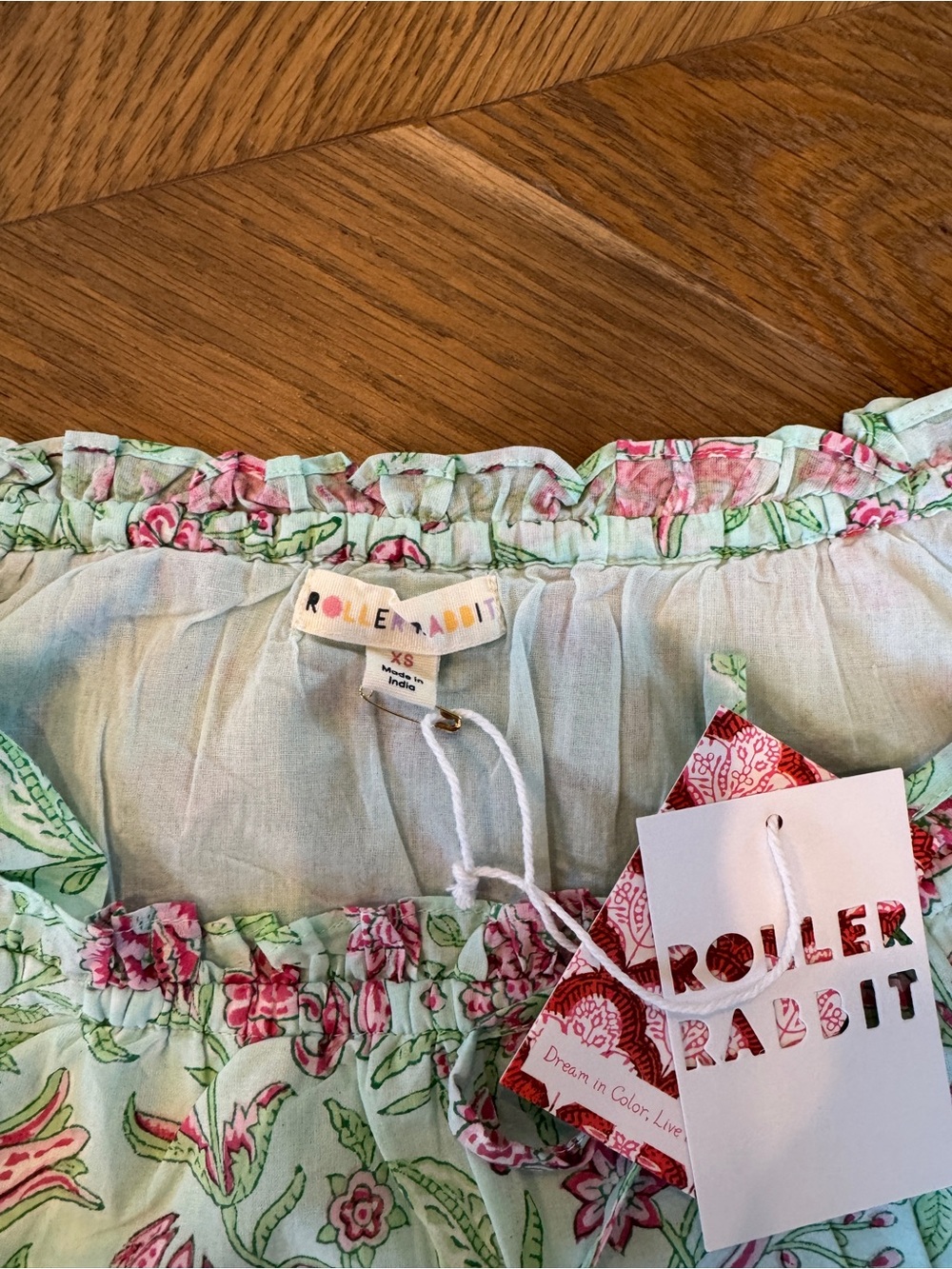 Roller Rabbit Mint Dress with Pink Floral Print - Picture 3 of 3